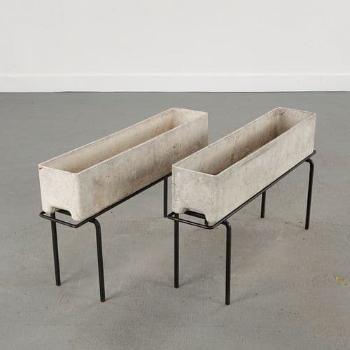 Willy Guhl, Pair of Rectangular Planters on Stands, 1960s