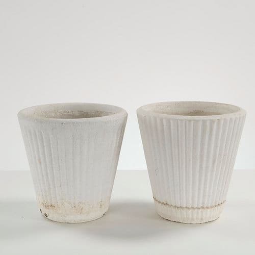 Pair of White Stone Planters, 1960s
