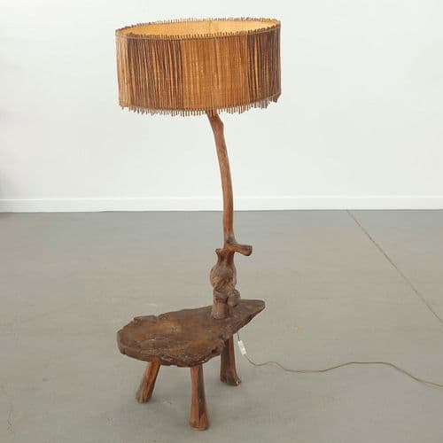 Carved Rootwood Lamp Side Table, France, 1960s