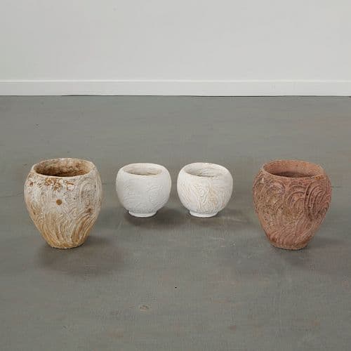 Set of Four Concrete Pottery Planters, 1960s