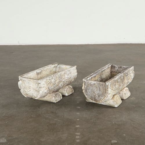 Pair of Faux Bois Trunk Planters, 1960s
