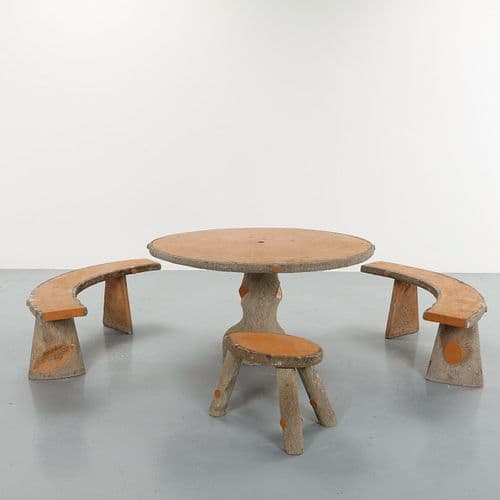 Faux Bois Outdoor Concrete Dining Set, 1960s