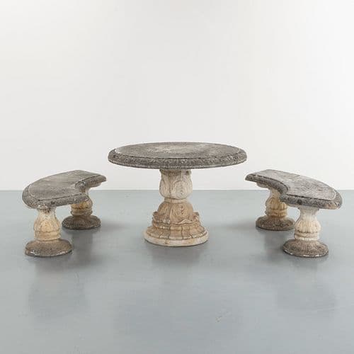 Outdoor Stone Dining Set, 1950s