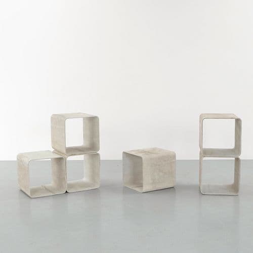 Willy Guhl, Set of Six Modular Cement Cube Library, 1960s