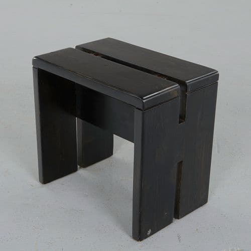 Charlotte Perriand for Les Arcs 1600, Black Pine Stools, 1960s