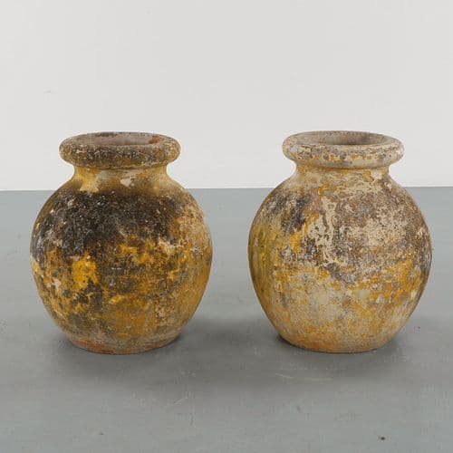Willy Guhl, Pair of Large Concrete Jar Planters, 1960s