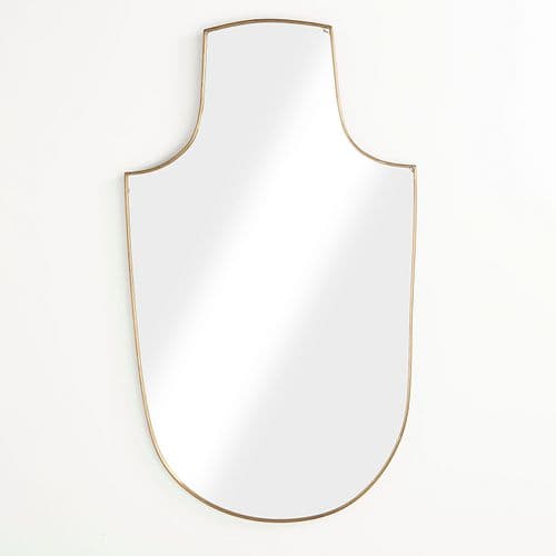 Italian Brass Shield Form Mirror, 1960s