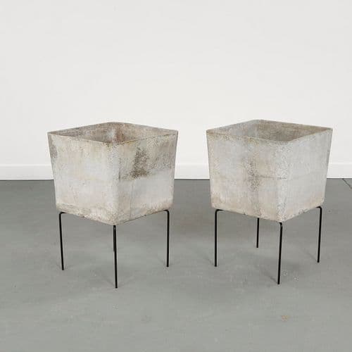 Willy Guhl, Pair of Square Planters on Stands, 1960s