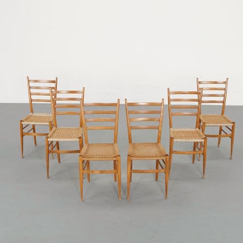 Set of Six Ladder Back Chairs attributed to Gio Ponti, 1960s