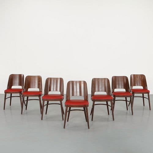 Oswald Haerdtl for Ton, set of Seven No. 515 Dining Chairs, 1960s