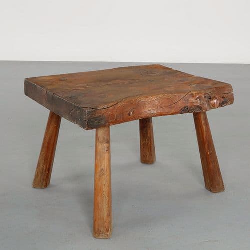 Brutalist Live Edge Solid Wood Coffee Table, 1960s