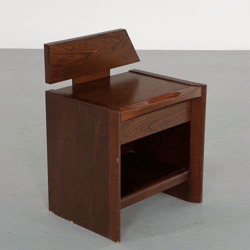 Brutalist Pine Nightstand, 1970s