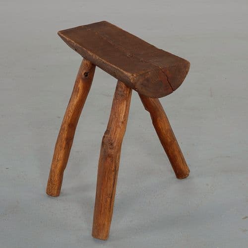 Primitive Rectangular Tripod Stool, 1950s