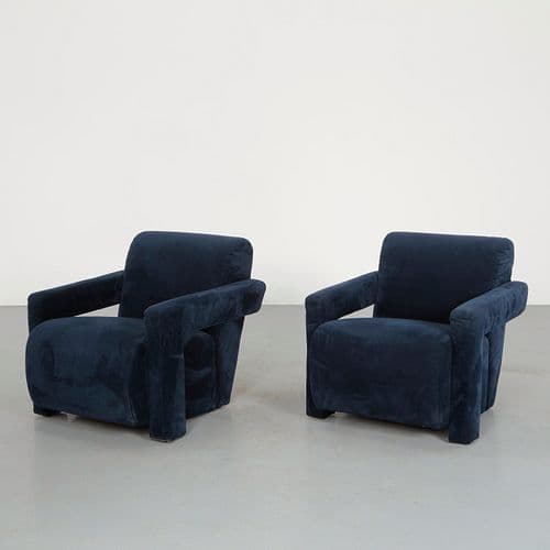 Gerrit Thomas Rietveld, Pair of 637 Utrecht Velvet Armchairs, 1990