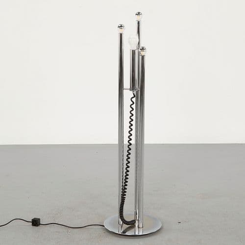 Space-Age Chrome Floor Lamp, Italy, 1970s