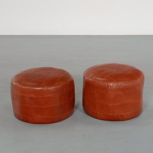 De Sede, Pair of Leather Ottomans, 1960s