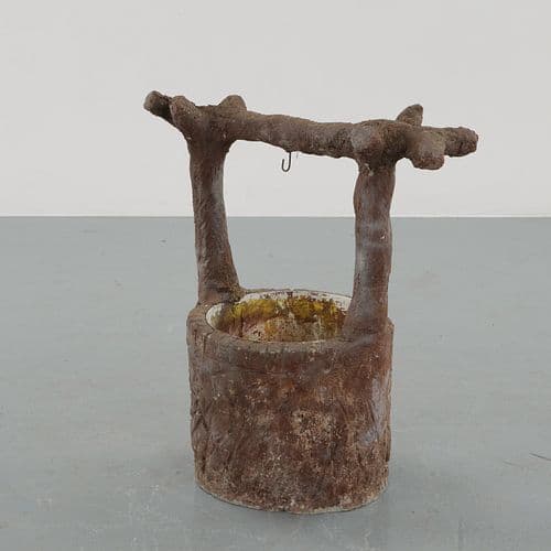 Faux Bois Concrete Well Planter, 1960s