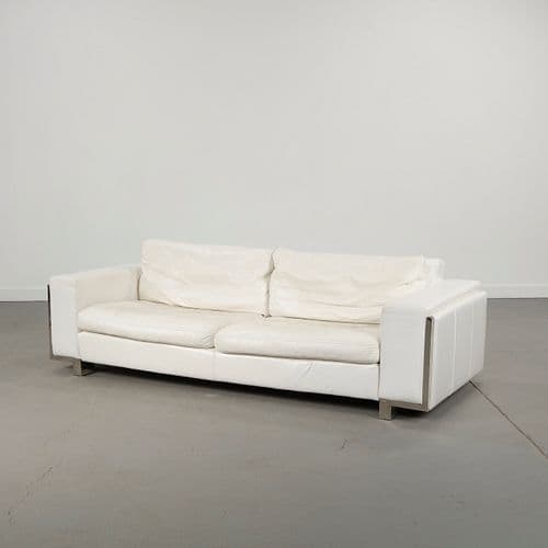 Roche Bobois, Cream Three-Seater Leather Sofa, 2000s