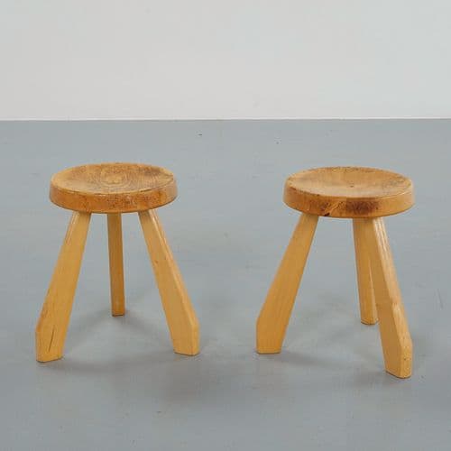 Charlotte Perriand for Les Arcs 1600, Pair of Sandoz Stools, 1960s