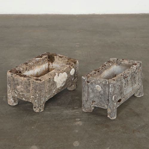 Pair of Rectangular Faux Bois Planters, 1960s