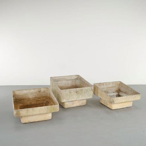 Willy Guhl, Set of Three Monumental Mid-Century Geometric Planters, 1960s