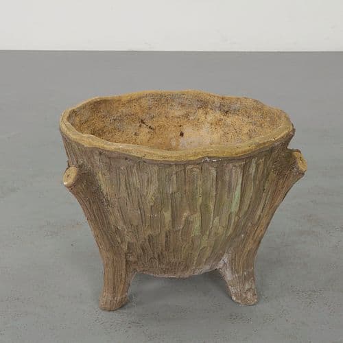 Faux Bois Concrete Planter, 1960s
