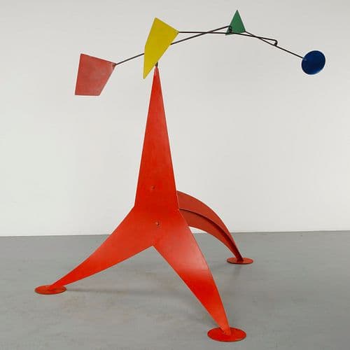 Monumental Red Contemporary French Metal Sculpture, Artisan Crafted, 1980s