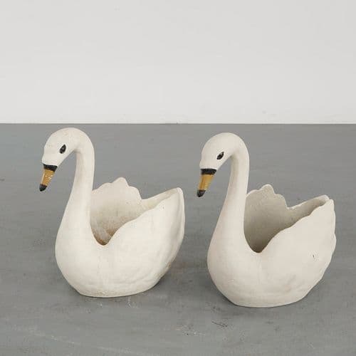 Pair of Concrete Swan Planters, 1960s