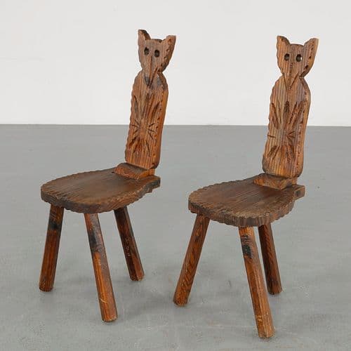 Pair of Brutalist Folding Cat Chairs, 1960s