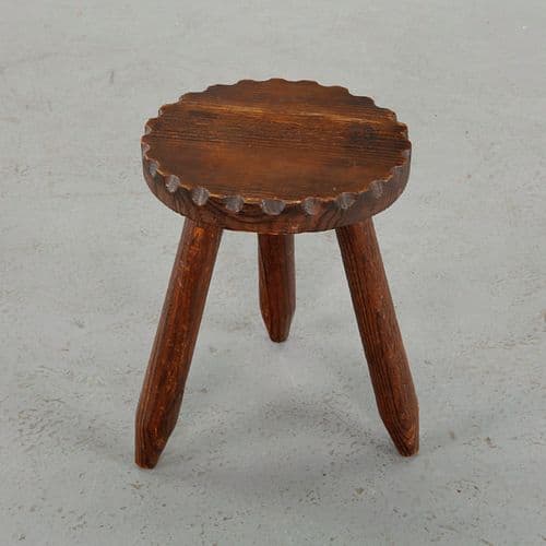 Brutalist Tripod Woden Stool, 1960s