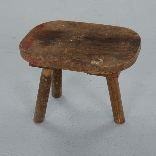 French Brutalist Primitive Low Solid Wood Stool, 1940s