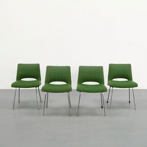 Georges Frydman, Set of 4 Green Fabric Chairs, 1970s