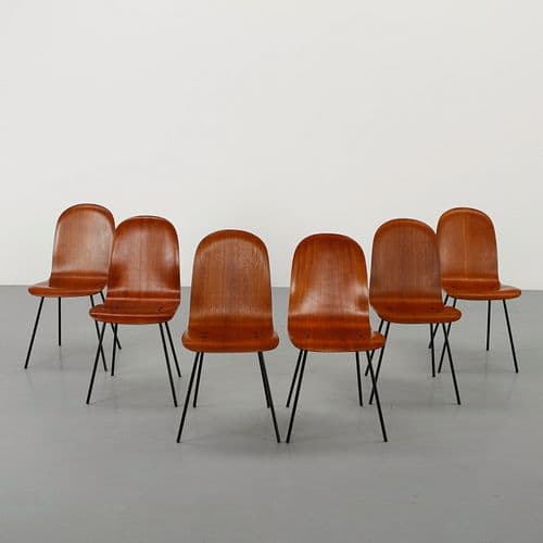 Carlo Ratti, Set of Six Dining Chairs, 1950s