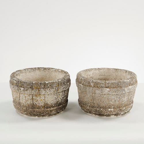Pair of Stone Barrel Planters, 1960s