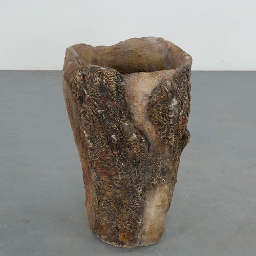 Large Faux Bois Round Planter, 1960s