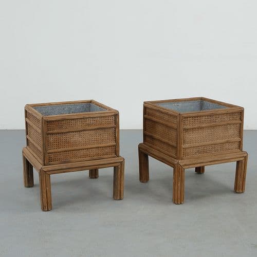 McGuire Furniture Company, Pair of Bamboo and Cane Planters, 1970s