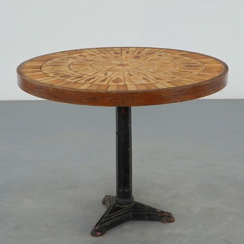 Roger Capron, Round Ceramic Dining Table, Stamped, 1960s