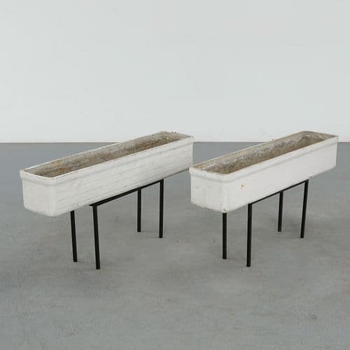 Willy Guhl, Pair of Rectangular Planters on Metal Stands, 1960s