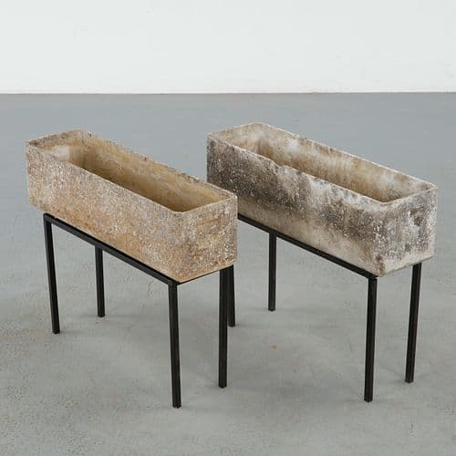 Willy Guhl, Pair of Rectangular Planters on Metal Stands, 1960s