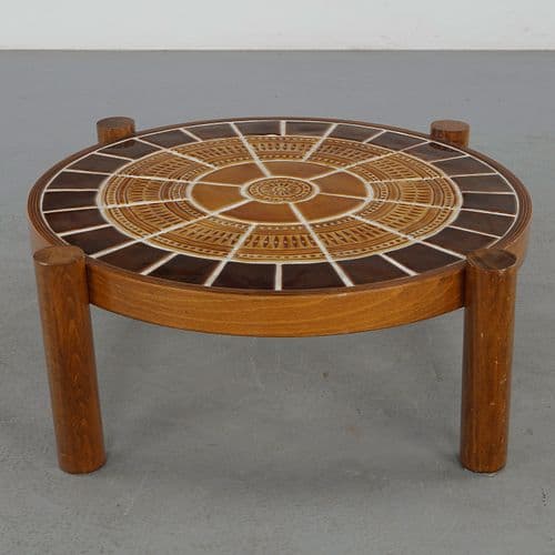 Roger Capron, Ceramic Round Coffee Table, 1960s
