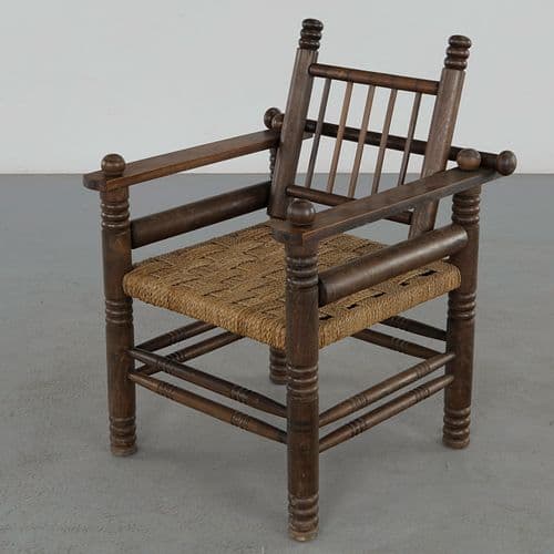 Charles Dudouyt, Wood and Rope Armchair, 1950s