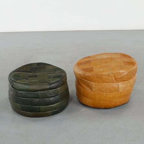 De Sede, Pair of Leather Ottomans, 1960s