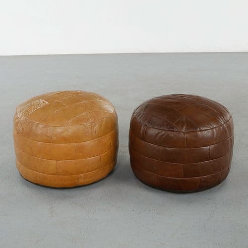 De Sede, Pair of Leather Ottomans, 1960s