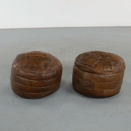 De Sede, Pair of Leather Ottomans, 1960s