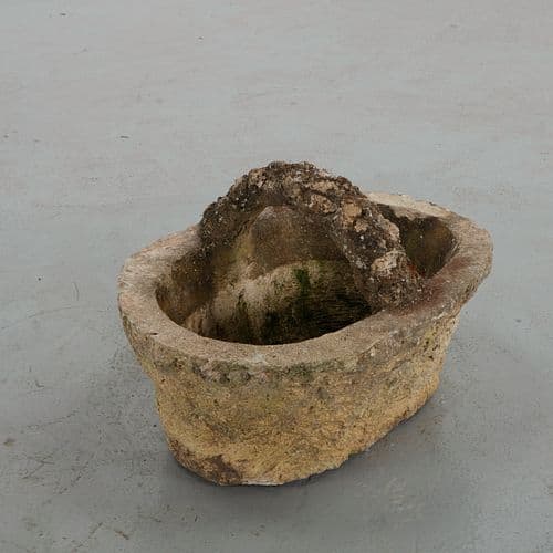 Faux Bois Concrete Basket Planter, 1960s