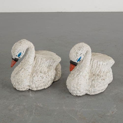 Pair of Concrete Swan Sculptures, 1960s