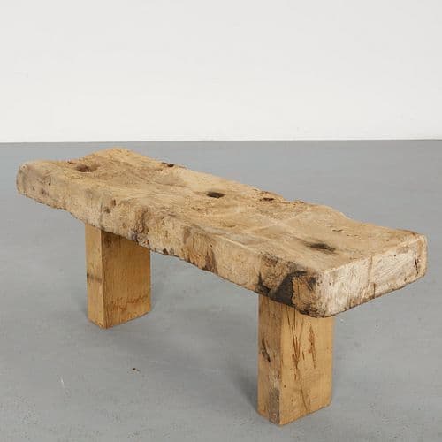 Brutalist Solid Wood Bench in the Style of Nakashima, 1960s