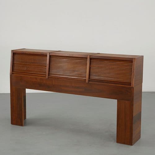 Barzilay Model BQ-2, Walnut Headboard with Tambour Sliding Doors, 1960s