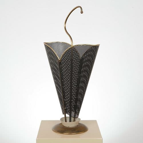 Perforated Metal Umbrella Stand in the style of Mathieu Mategot