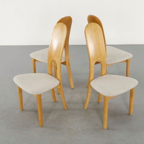 Niels Koefoed, Set of Four Wood and Fabric Chairs, 1960s